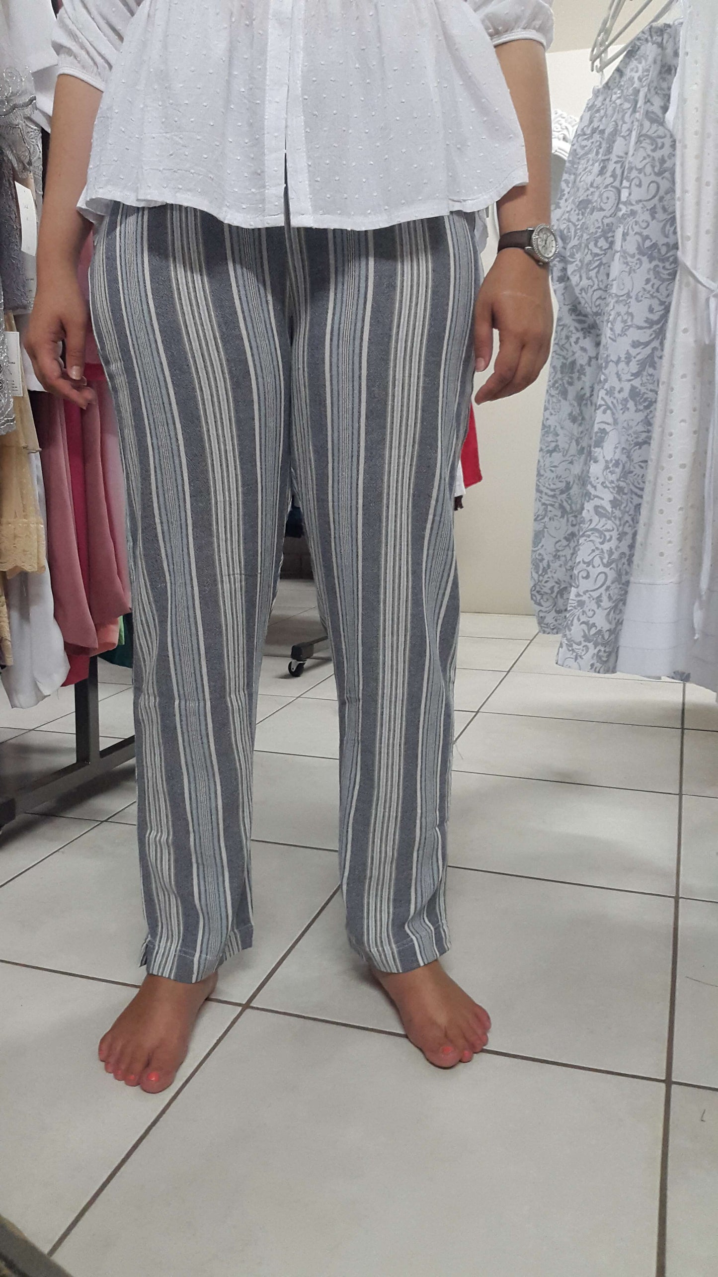 Navy Blue Stripe Pants AC077