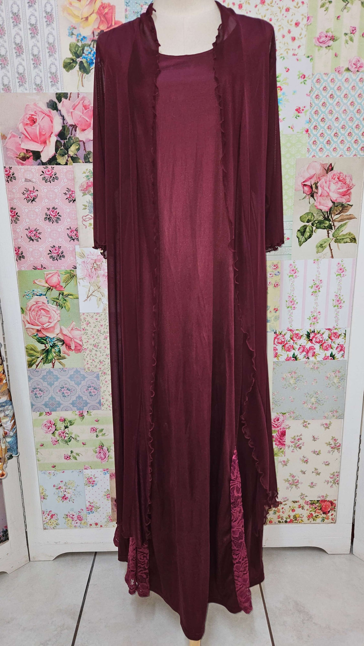 Burgundy 2-Piece Dress Set AP002