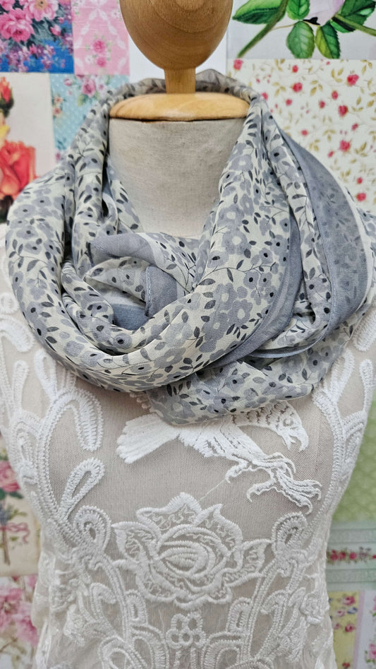 Grey Printed Chiffon Scarf SE0291