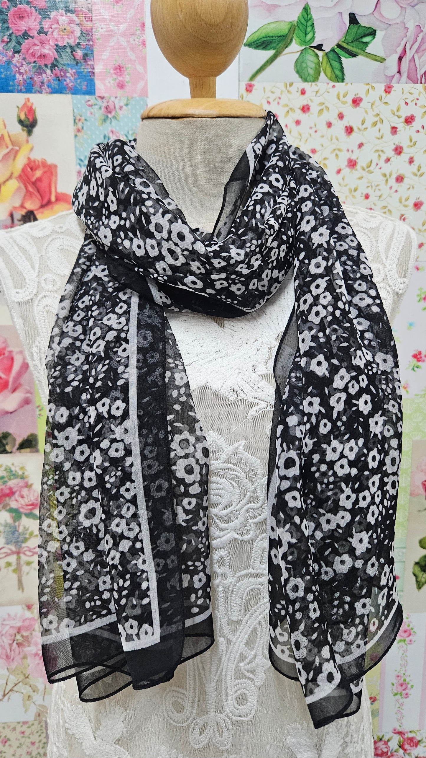 Black Printed Scarf SE0305