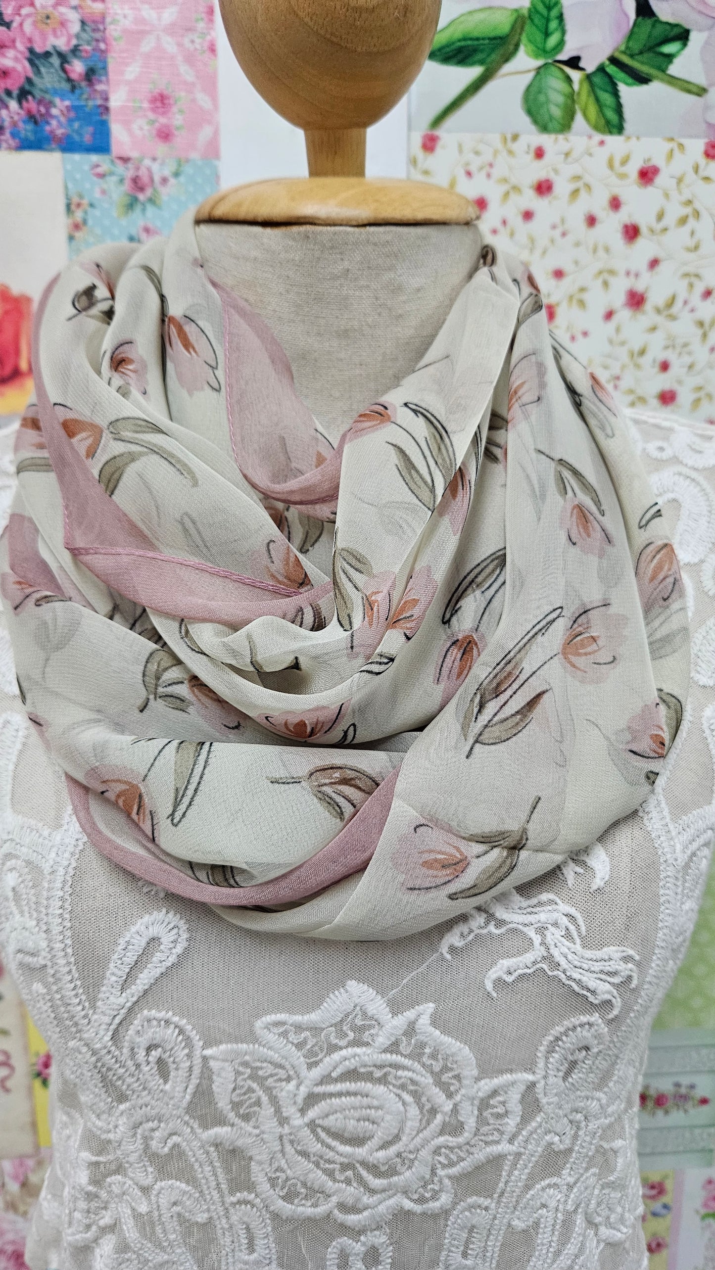 Pink & Cream Scarf SE0306