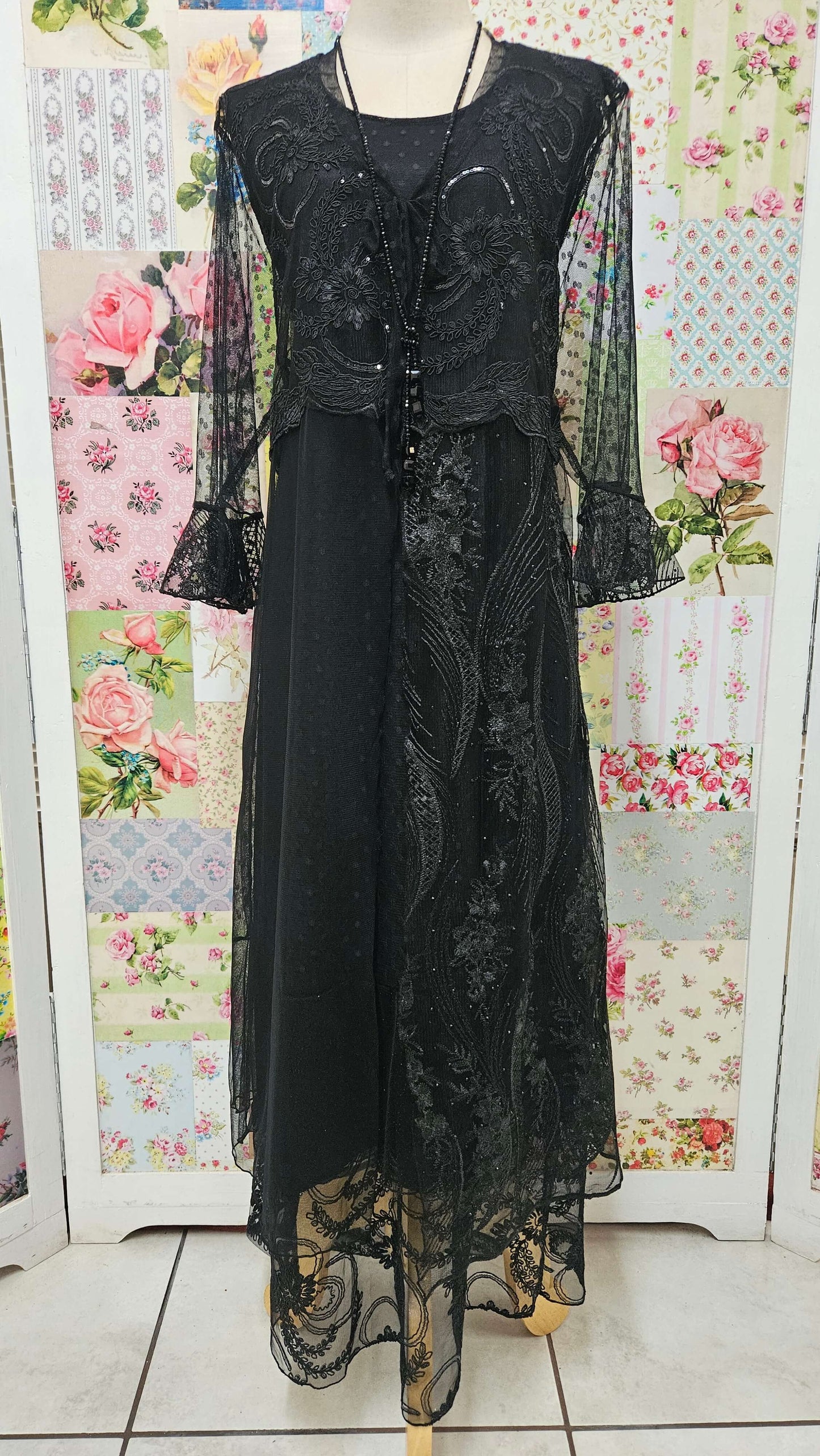 Black 3-Piece Lace Dress Set LR0695