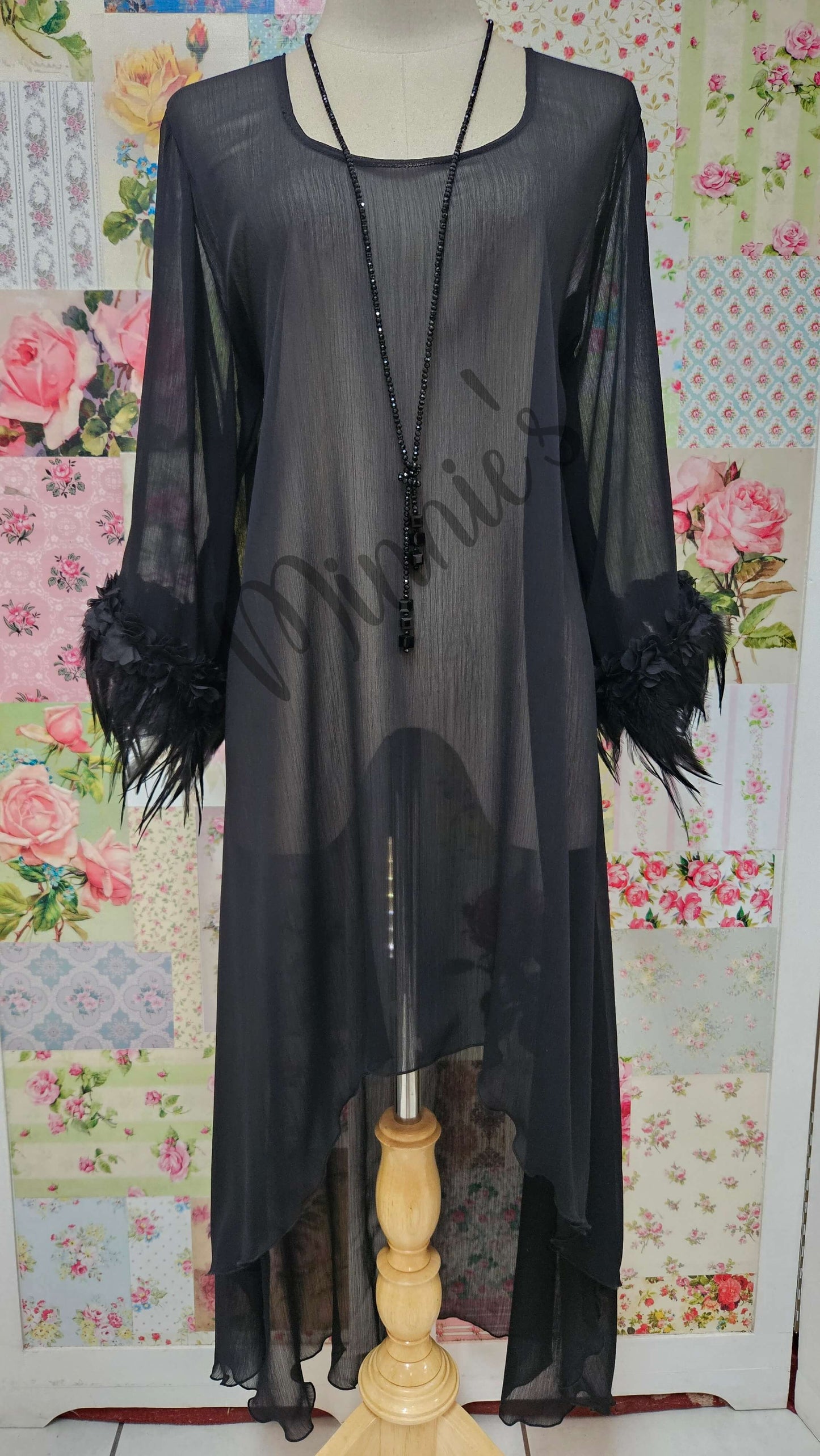 Black Chiffon Top LR0609