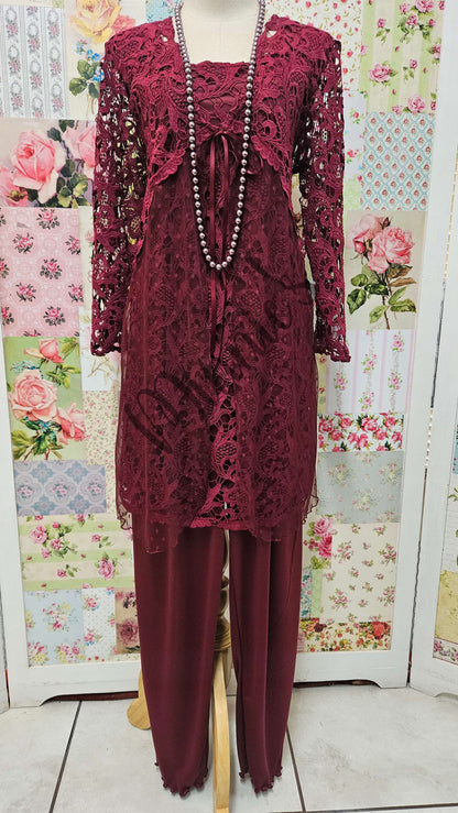 Maroon 3-Piece Pants Set LR0653