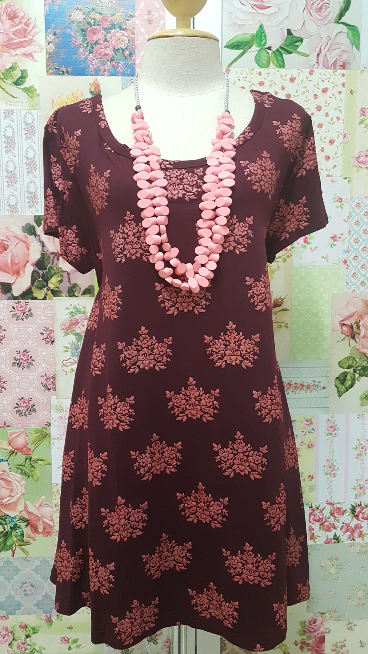 Maroon & Coral Top BE030