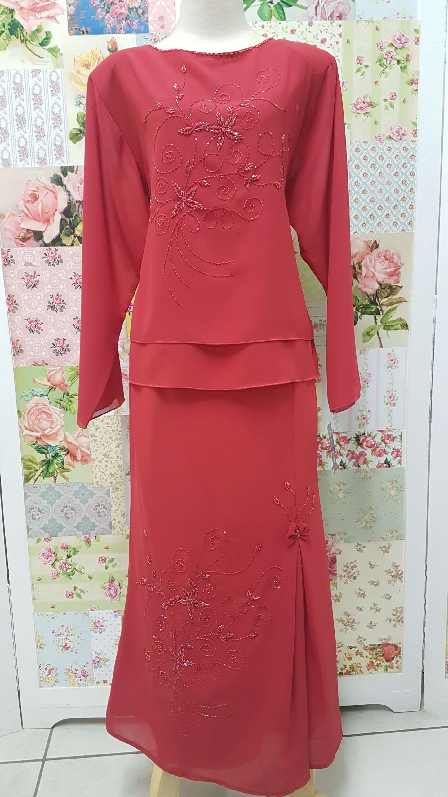 Red 2-Piece Skirt Set VI012