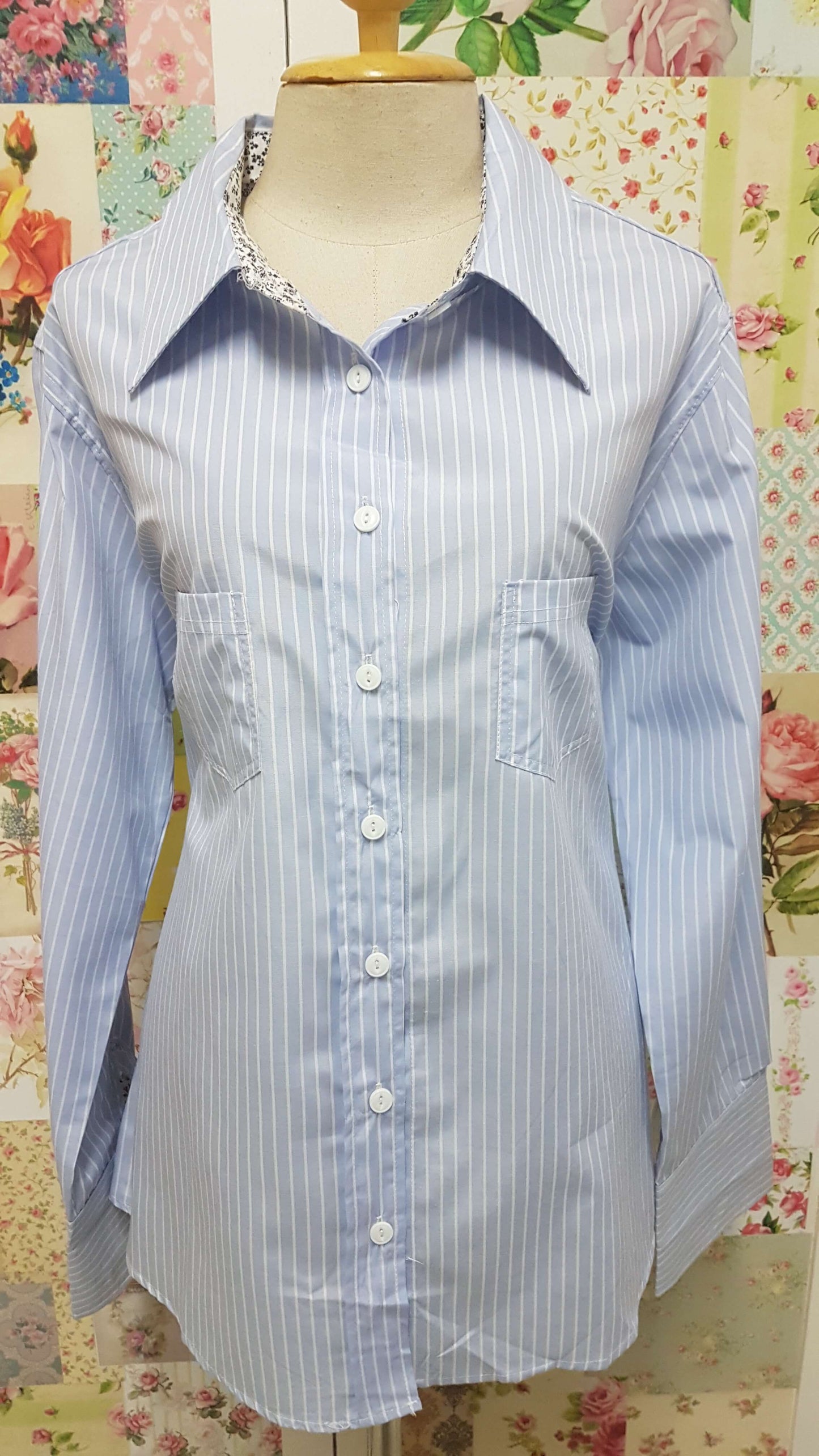 Blue & White Blouse BU0135