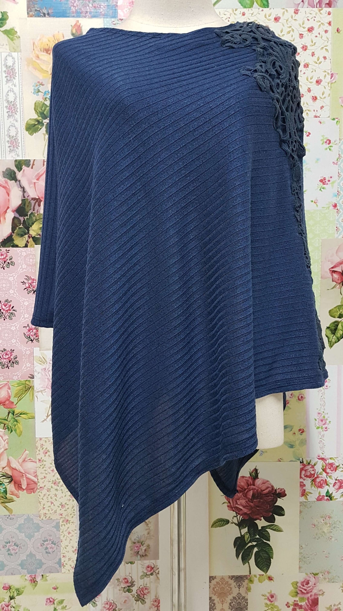 Navy Blue Poncho SZ001