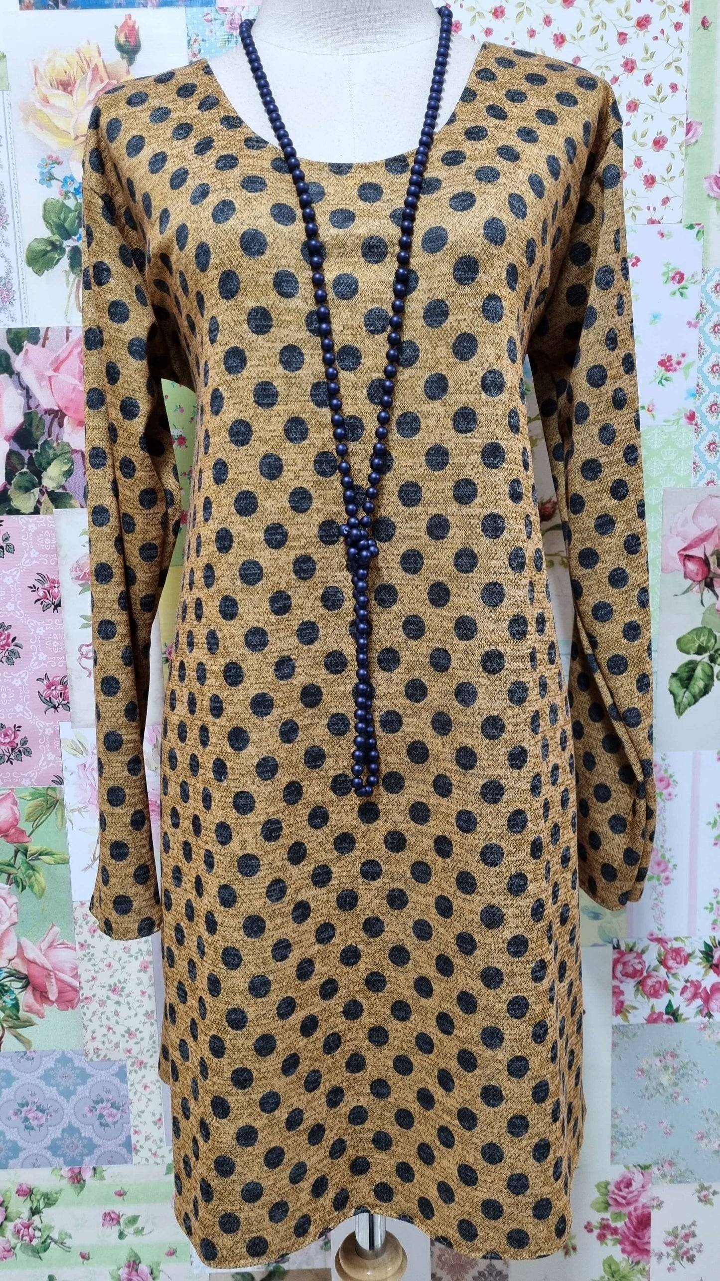 Mustard Polka Dot Top LR0166