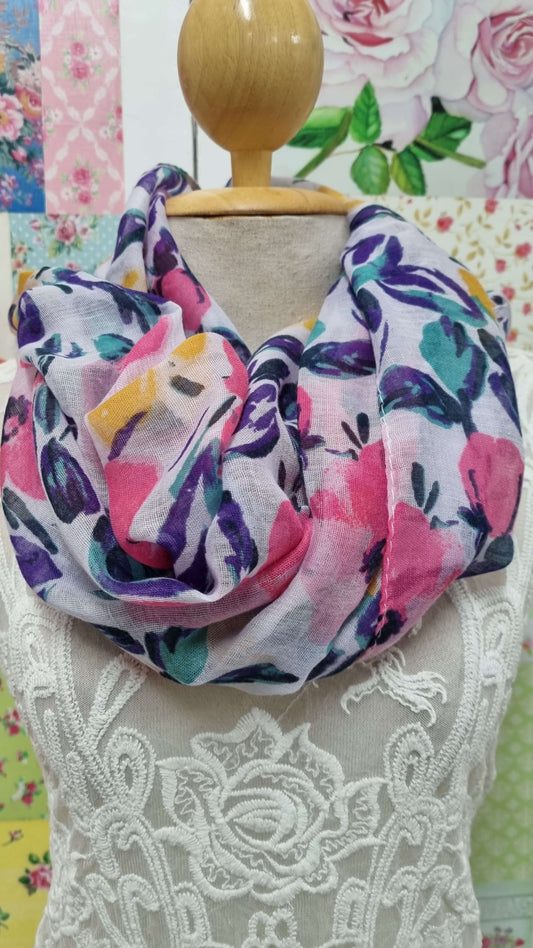 Pink & Purple Floral Scarf SE064