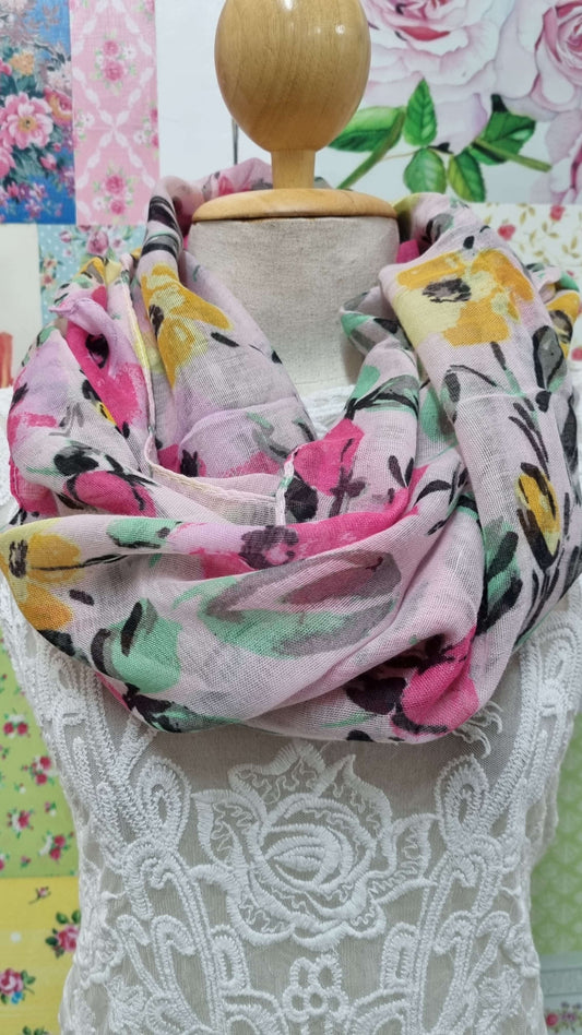 Pink Floral Scarf SE063