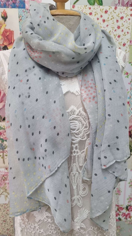 Grey Polka Dot Scarf SE020