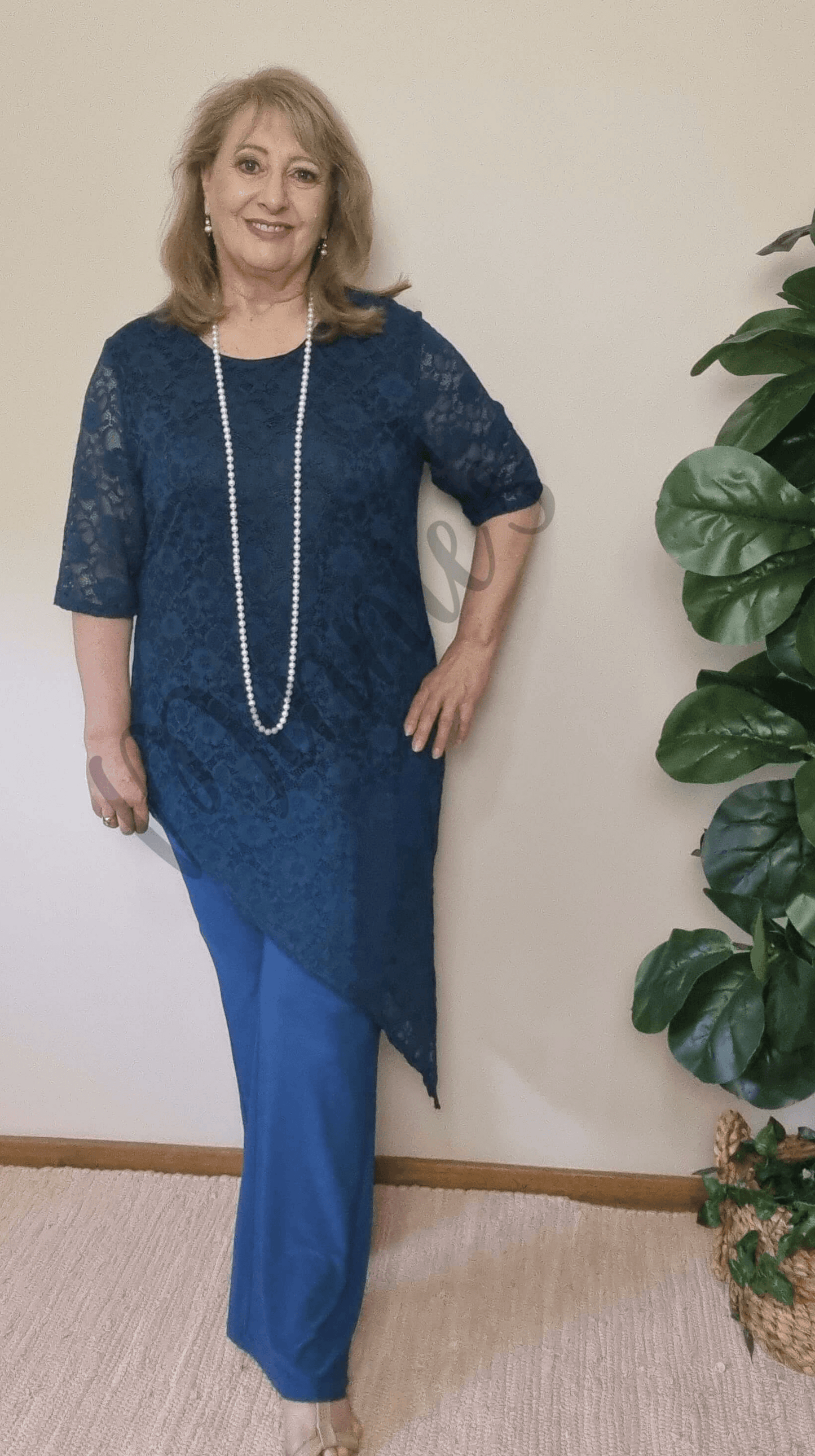 Blue Lace 2-Piece Pants Set SA01