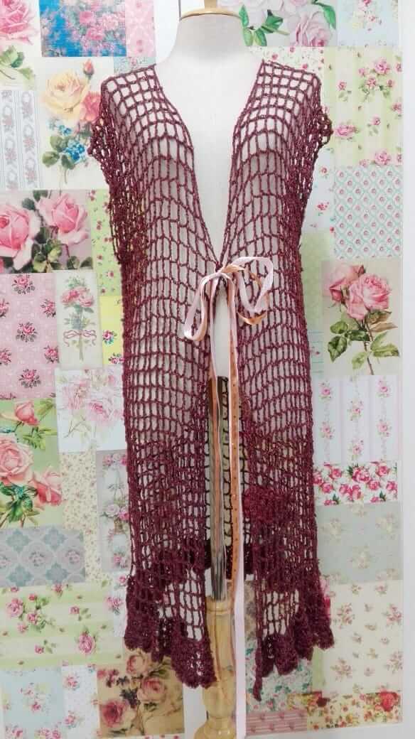 Maroon Crochet Top VB034