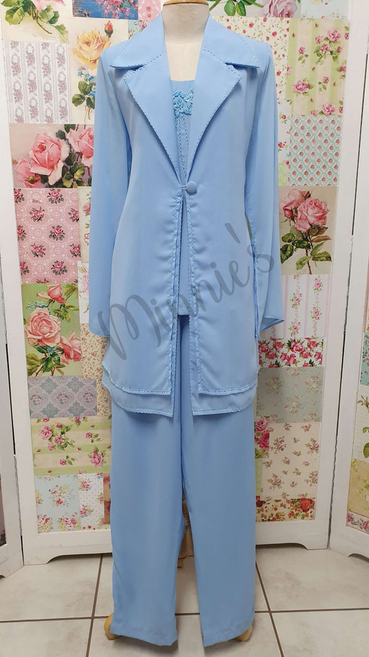 Powder Blue 3-Piece Pants Set HE070