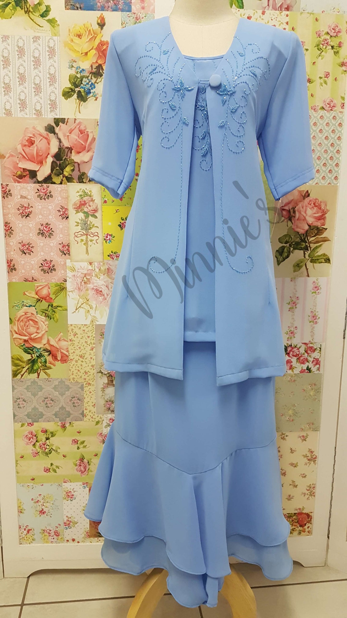 Powder Blue 3-Piece Skirt Set HE018