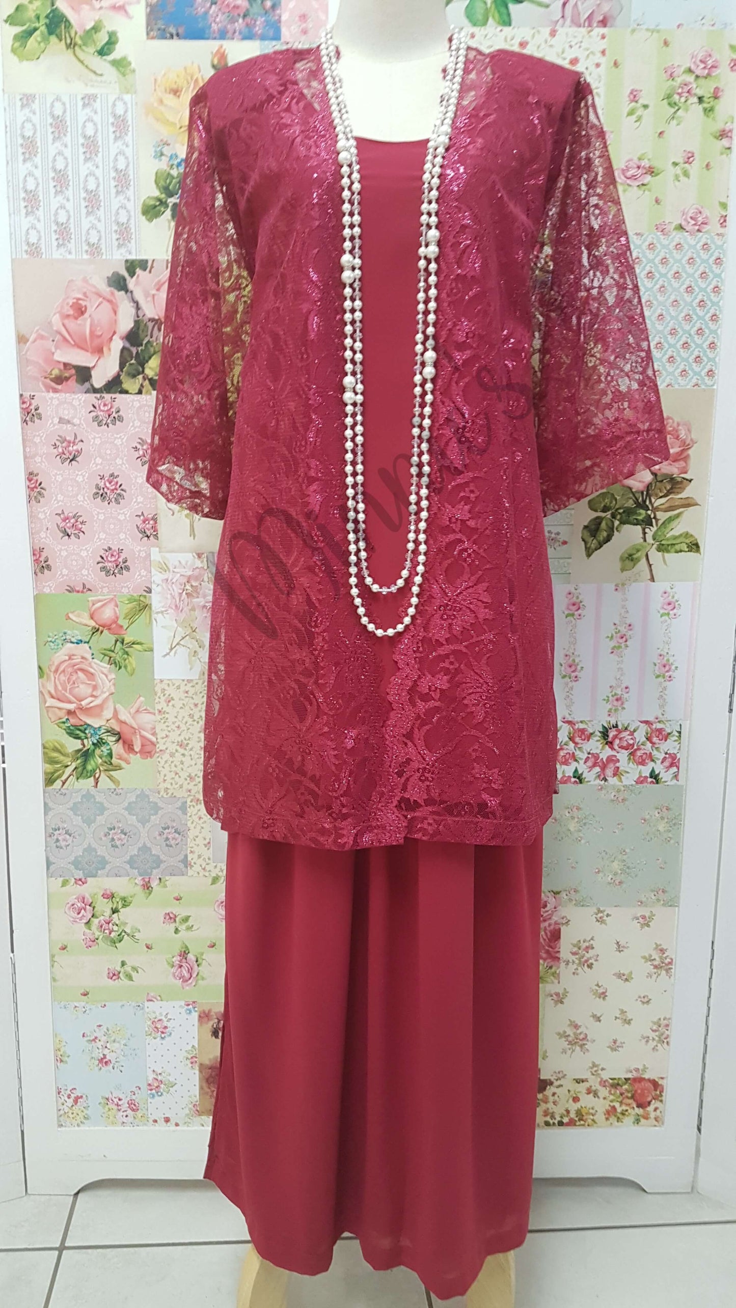 Maroon 3-Piece Skirt Set BT042