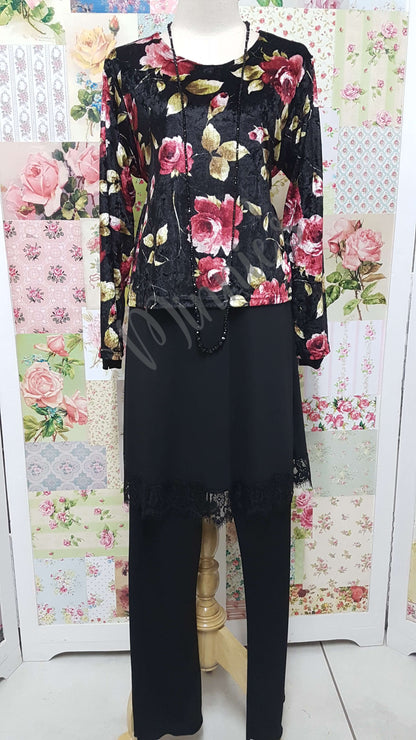 Black Velvet Roses Top CH0294