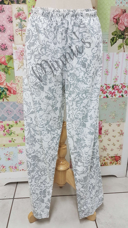 White Printed Pants AC072