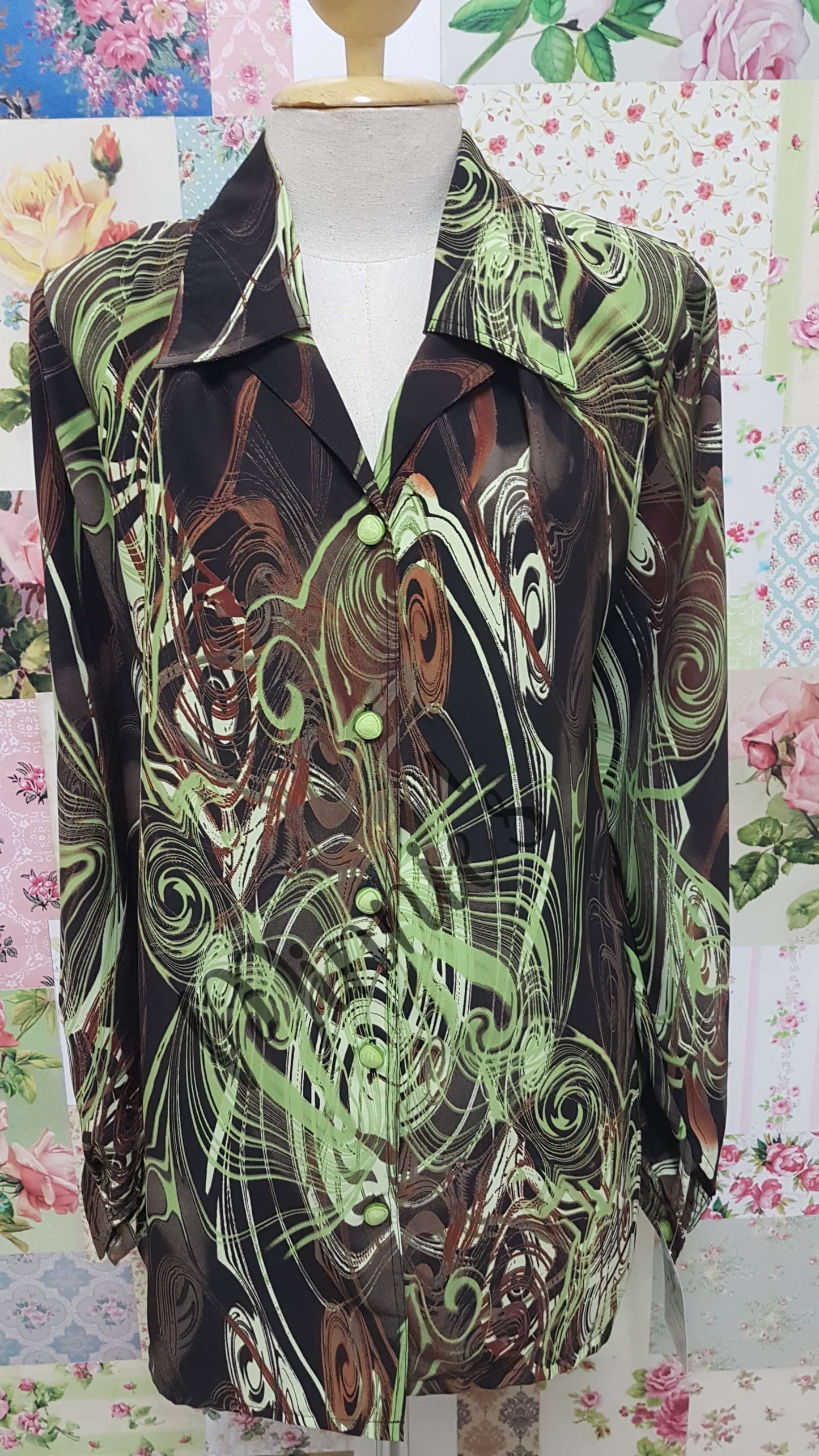 Brown & Lime Blouse BK0444