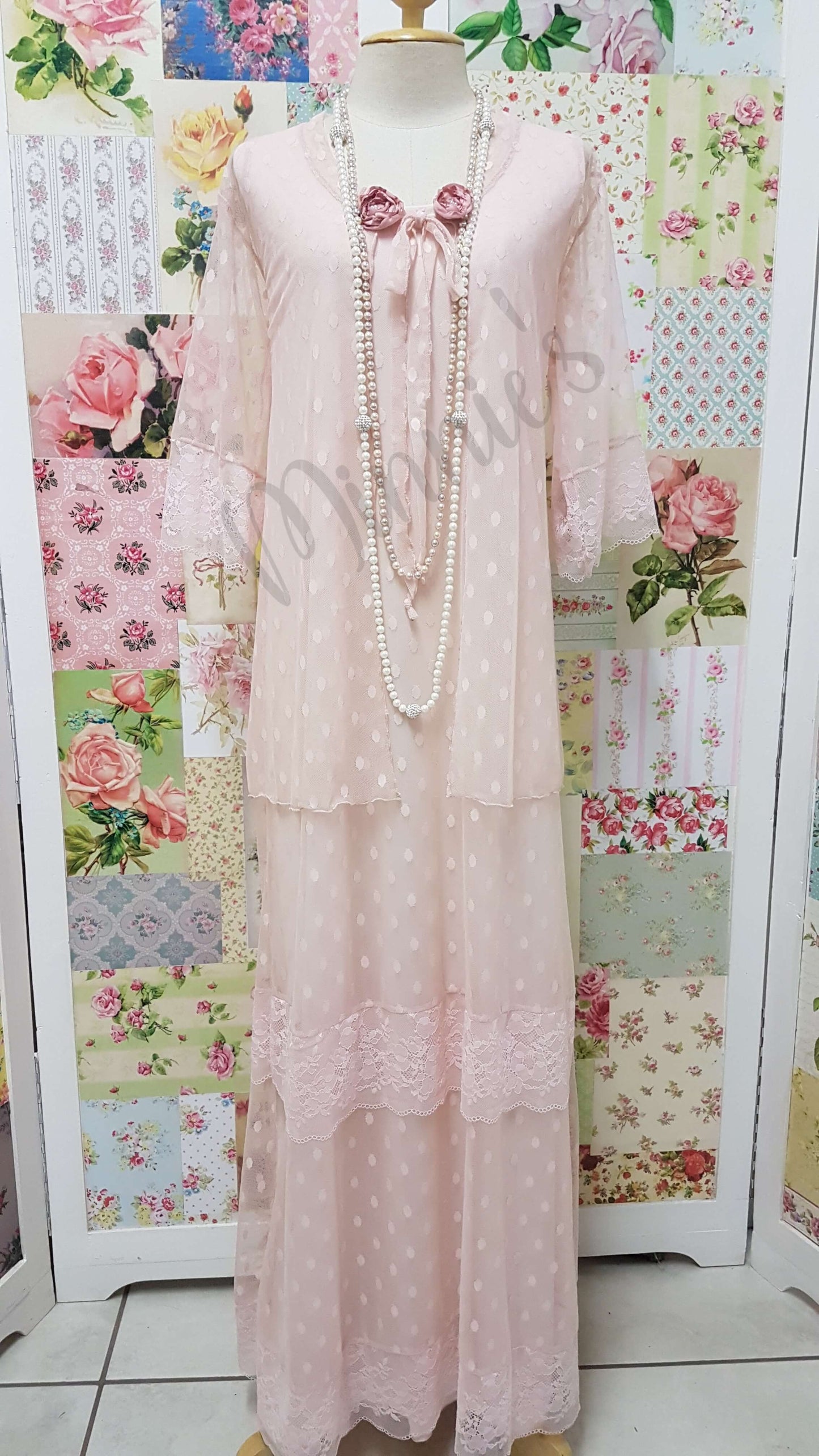 Soft Pink Lace 3-Piece Dress Set  LR035