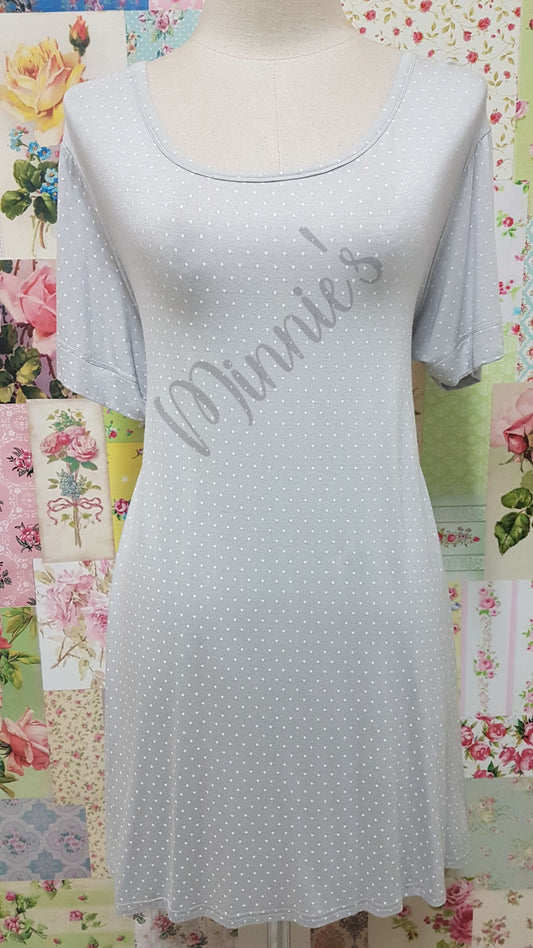 Grey & White Polka Dot Top BE001