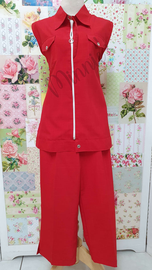 Red 2-Piece 3/4 Pants Set BS027