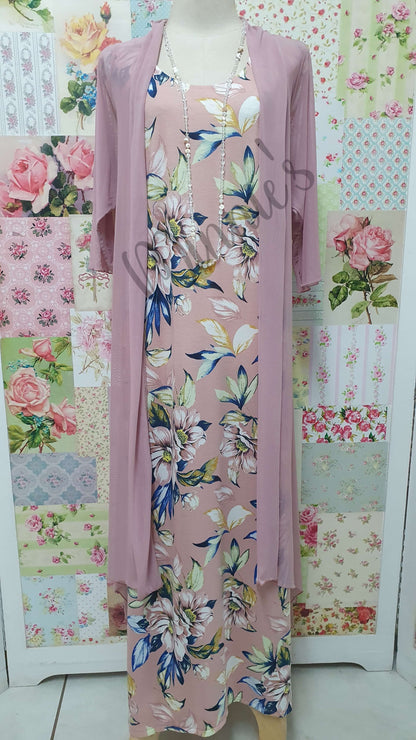 Pink Floral Long Dress GD0208