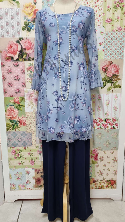 Baby Blue Floral Top SH032