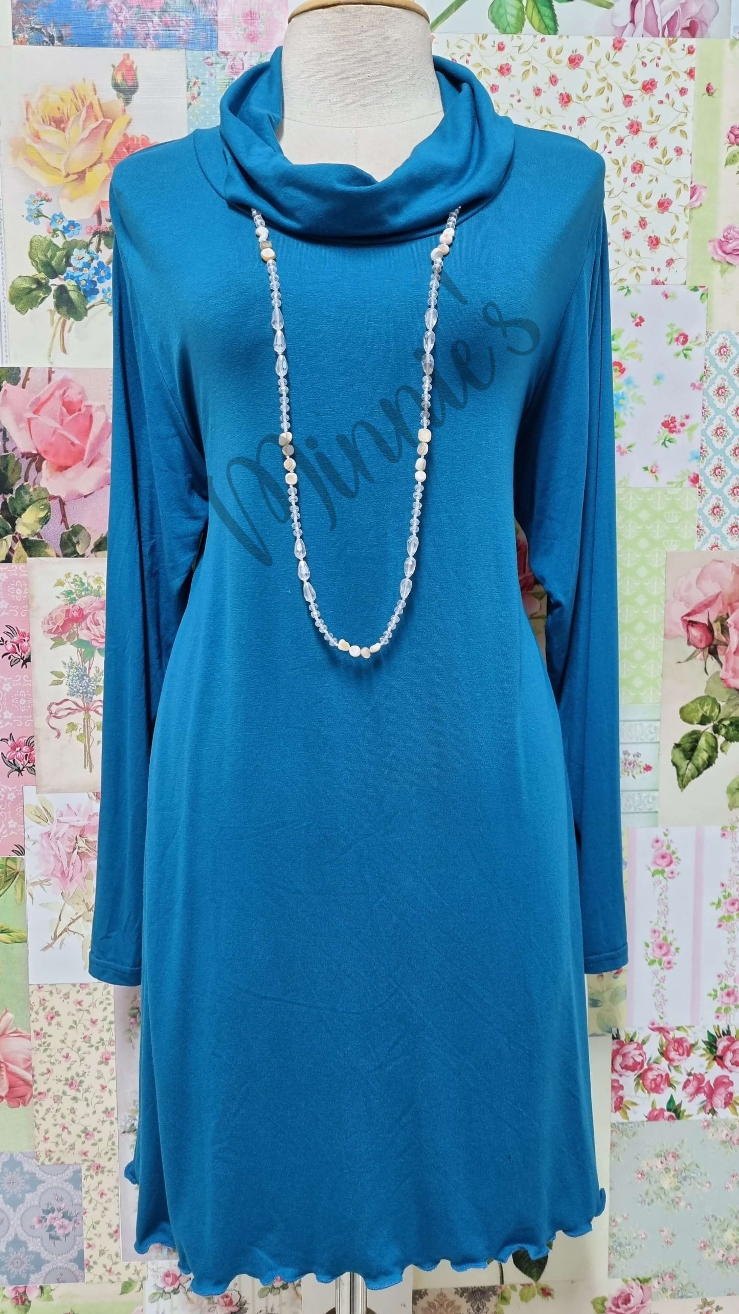 Teal Cowl Neck MD007