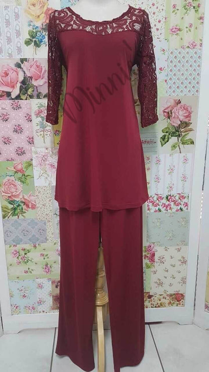 Maroon 3-Piece Pants Set SH055