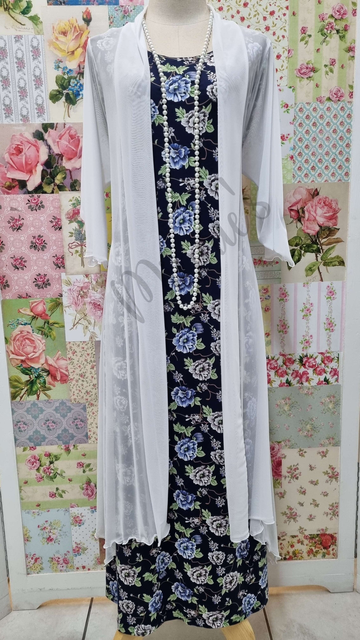 Navy Floral Long Dress SH099