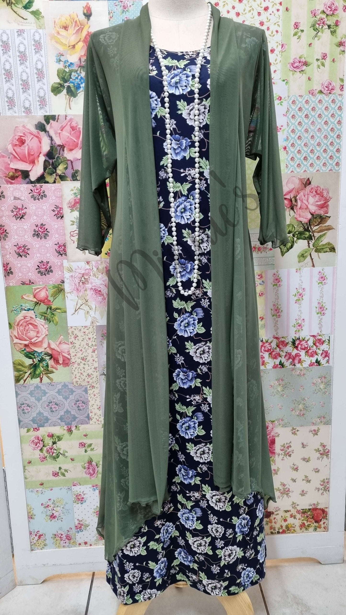 Navy Floral Long Dress SH099