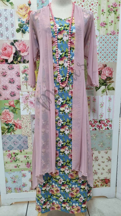 Blue & Pink Floral Dress SH098