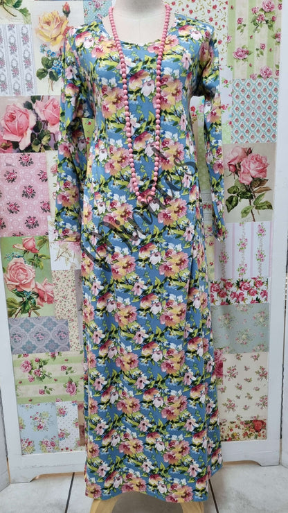 Blue & Pink Floral Dress SH098