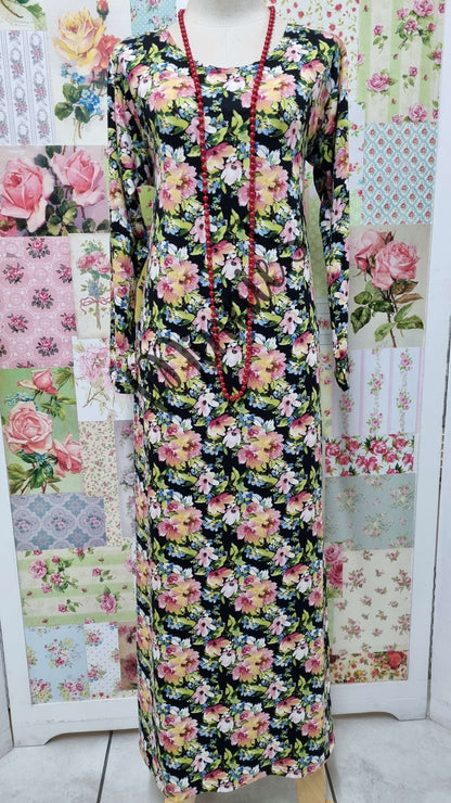 Black & Pink Floral Dress SH096