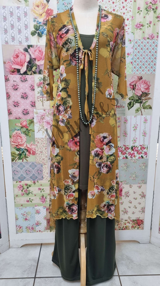 Mustard Floral Mesh Jacket PG0238