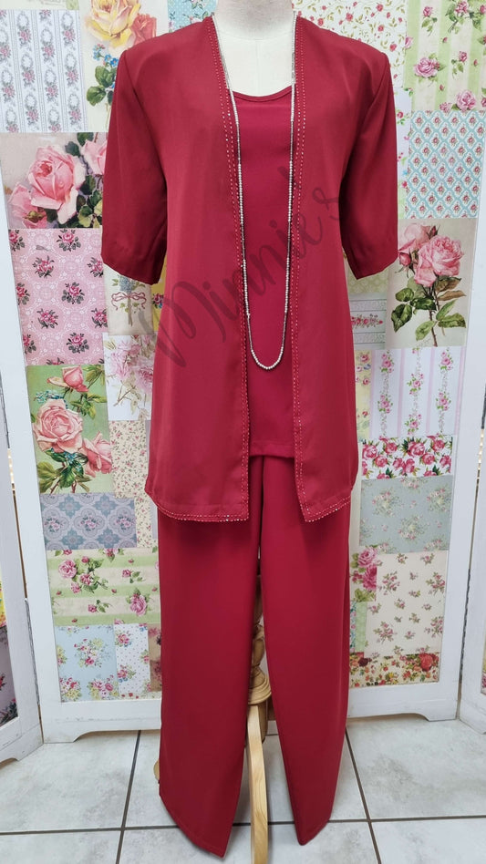 Maroon 3-Piece Pants Set HE072